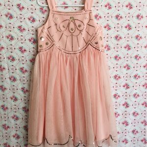 Girls 7/8 Blush Coloured Sequinned Dress.